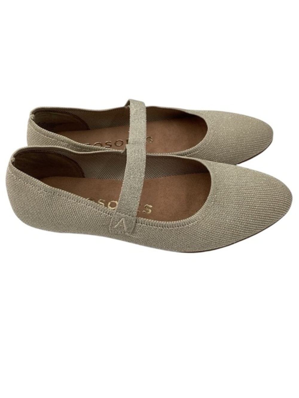 AEROSOLES Beige Knit Mary Jane Flats